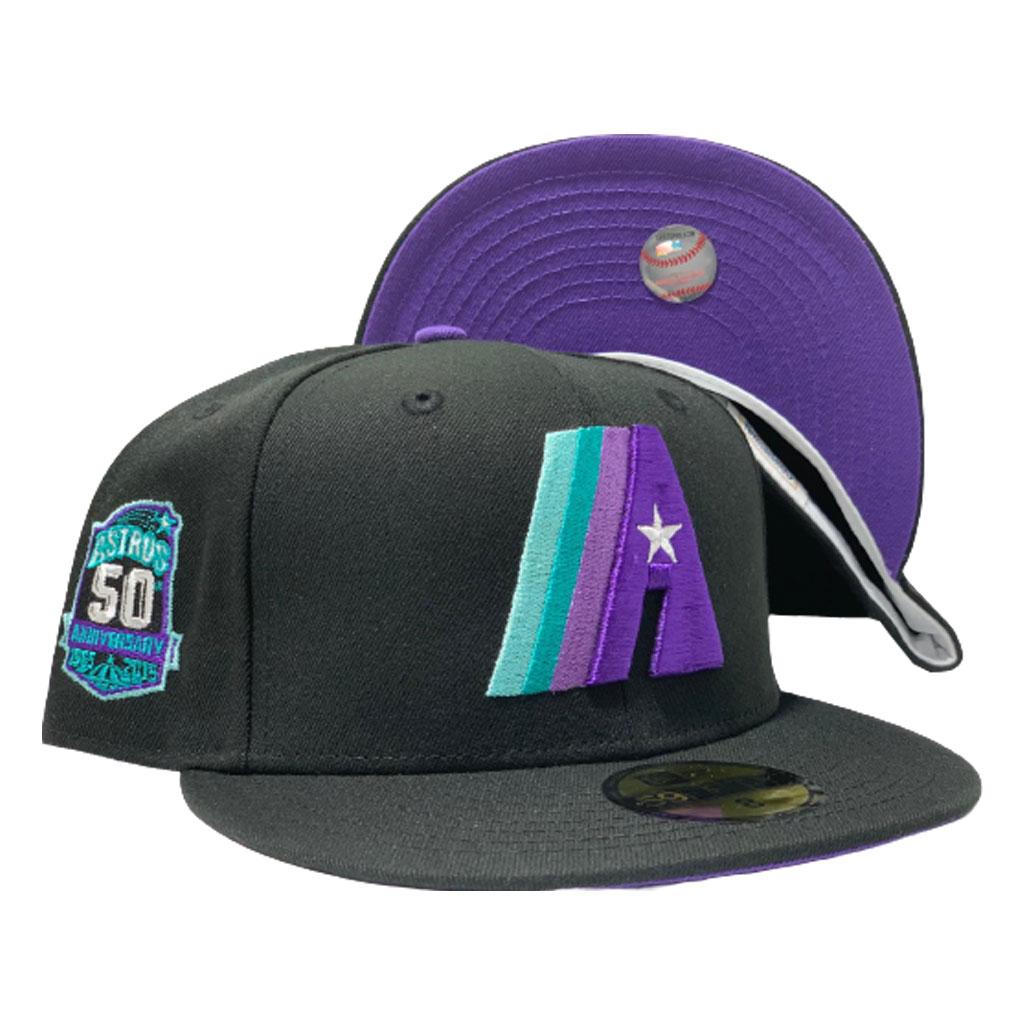 HOUSTON ASTRO 50TH ANNIVERSARY BLACK PURPLE BRIM NEW ERA FITTED