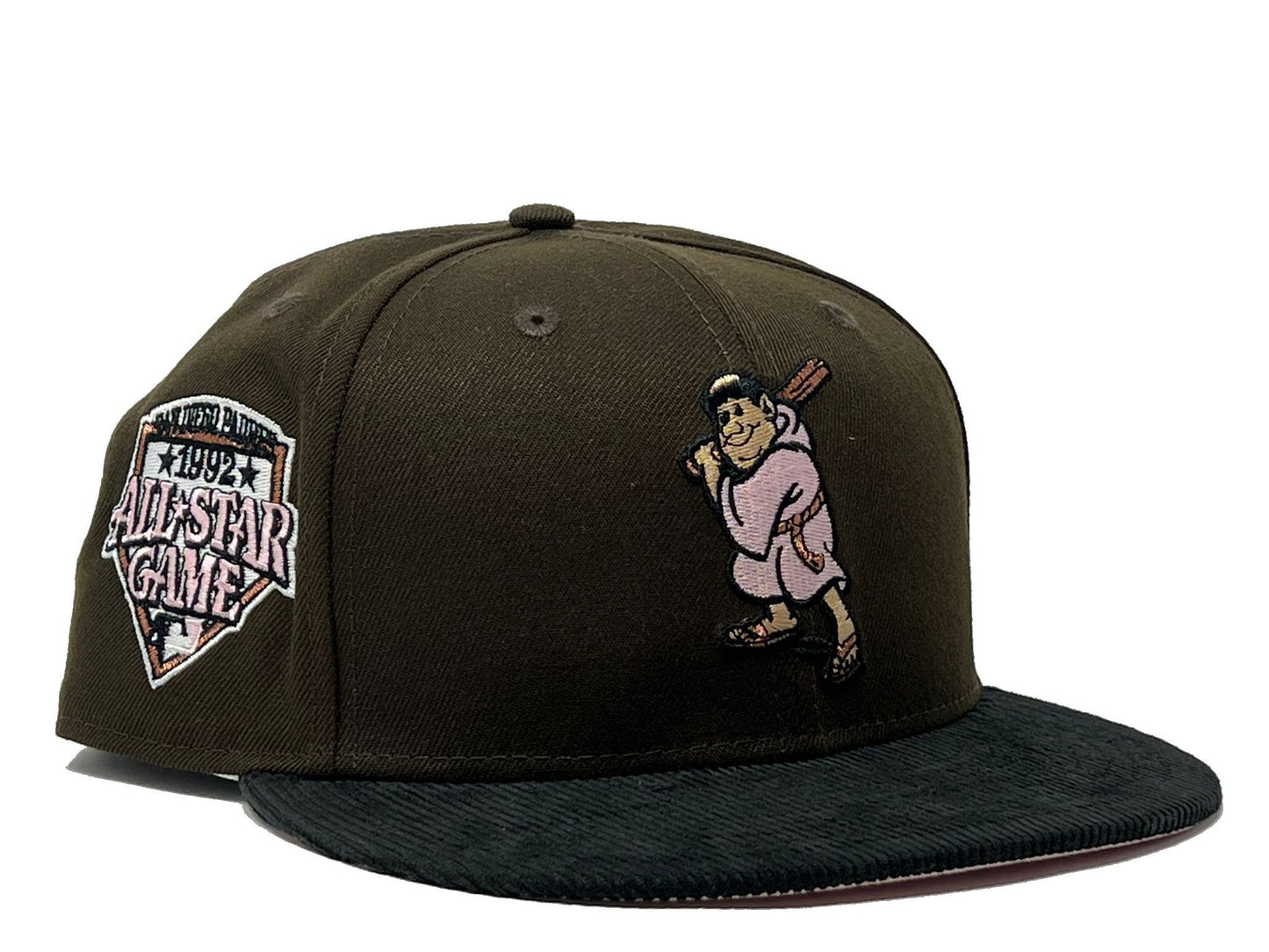 SAN DIEGO PADRES 1992 ALL STAR GAME BROWN BLACK CORDUROY VISOR PINK BRIM NEW ERA FITTED HAT