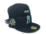Black Atlanta Braves 150th Anniversary Ligature Front Logo Fitted Hat