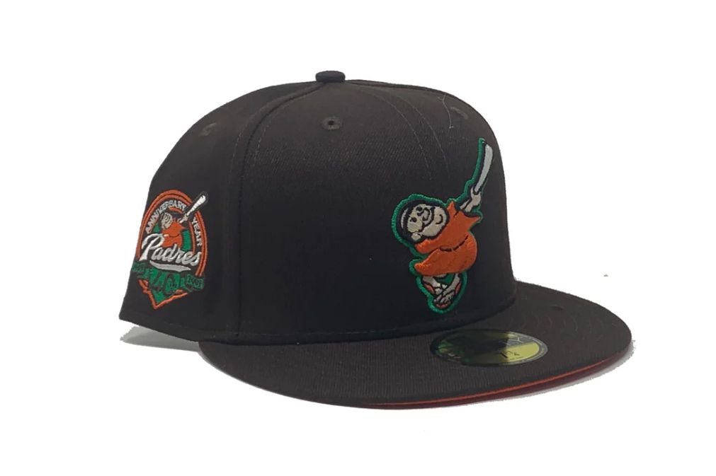 SAN DIEGO PADRES 40TH ANNIVERSARY "AUTUMN COLLECTION" ORANGE BRIM NEW ERA FITTED HAT