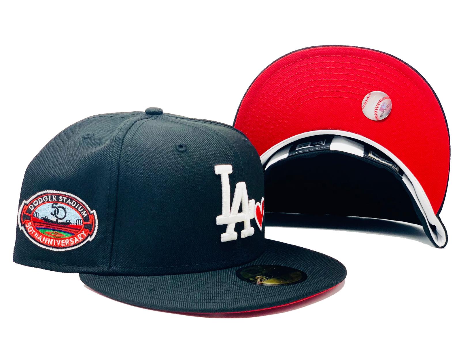 Los Angeles Dodgers 50th Anniversary New Era 59Fifty Fitted Hat (GITD Black  Red Under Brim)