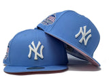 NEW YORK YANKEES 1999 WORLD SERIES SKY BLUE PINK BRIM NEW ERA FITTED HAT