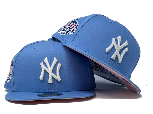 Men's New Era Tan York Yankees 1999 World Series Sky Blue Undervisor 59FIFTY Fitted Hat