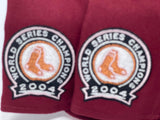 BOSTON RED SOX 2004  WORLD SERIES CHAMPIONS BURGUNDY PINK BRIM NEW ERA FITTED HAT