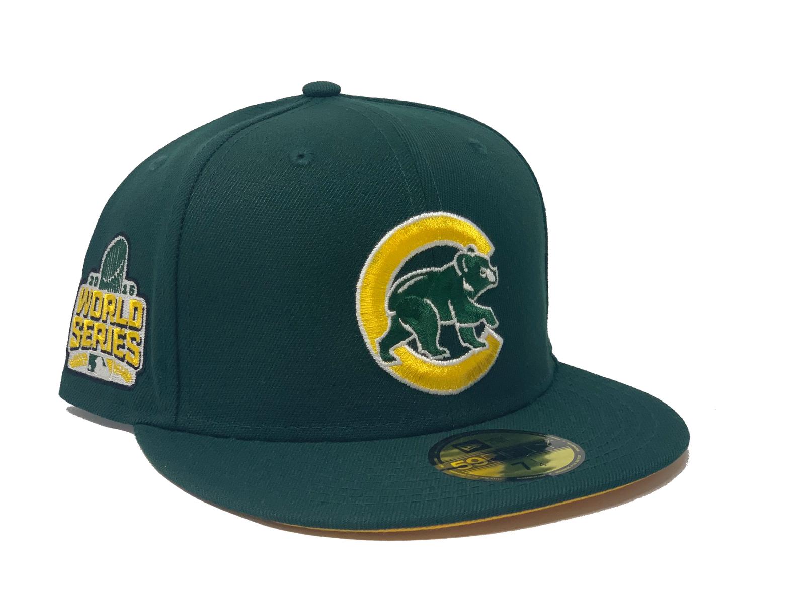 CHICAGO CUBS 2016 WORLD SERIES FOREST PACK GREEN YELLOW BRIM NEW