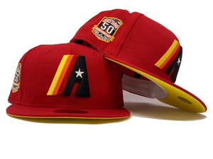 HOUSTON ASTRO 50TH ANNIVERSARY RED YELLOW BRIM NEW ERA FITTED HAT
