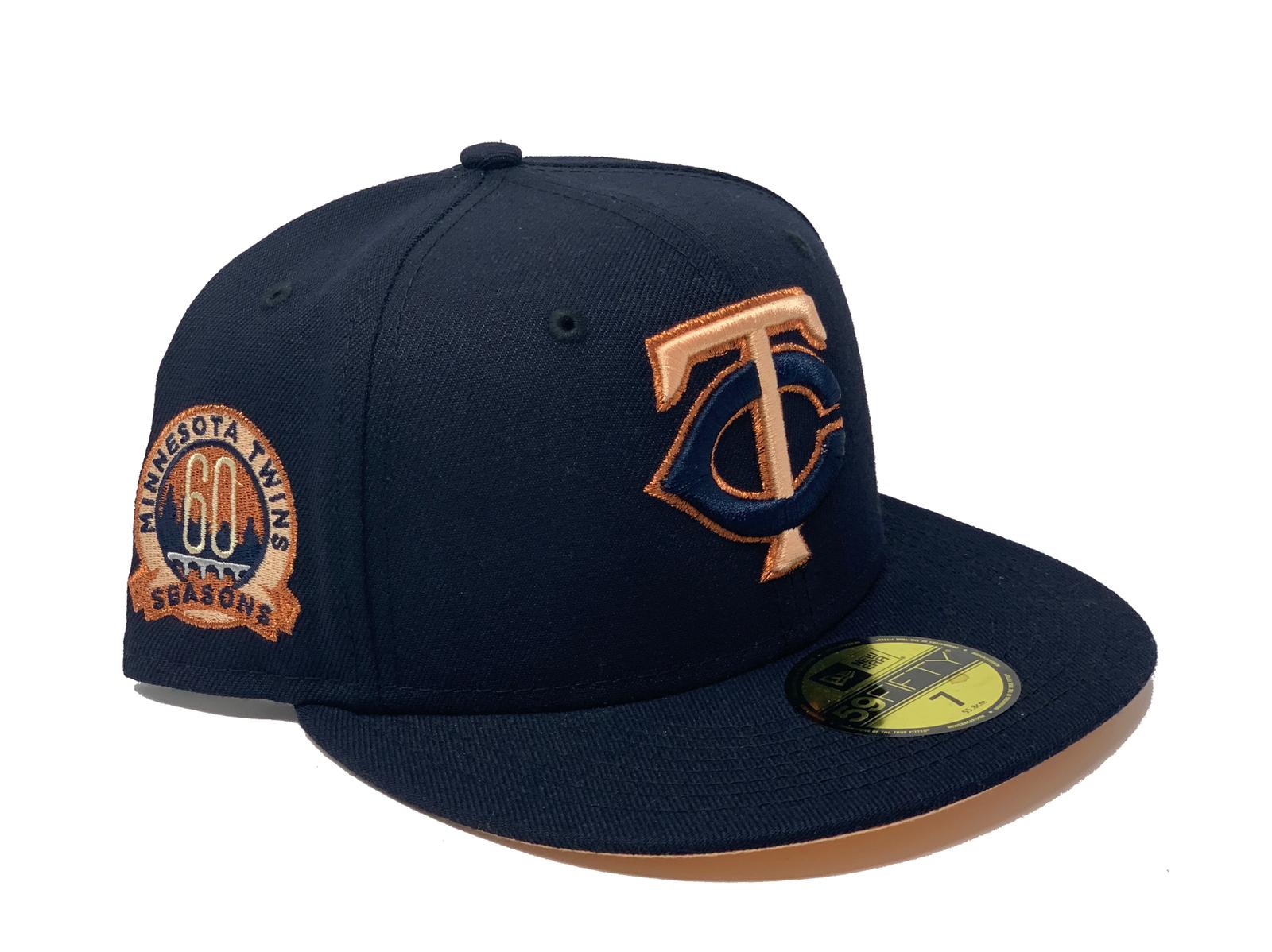 New Era Minnesota Twins Powder Blues Sky Throwback Two Tone Edition 59Fifty  Fitted Hat, FITTED HATS, CAPS