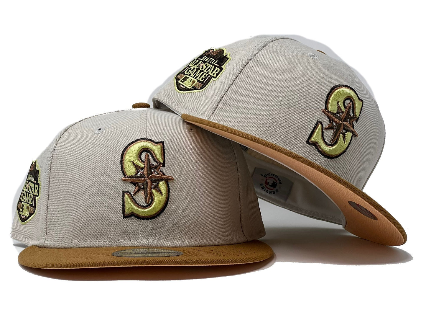 Seattle Mariners 2023 All Star Game Stone Camel Peach Brim New Era Fitted Hat