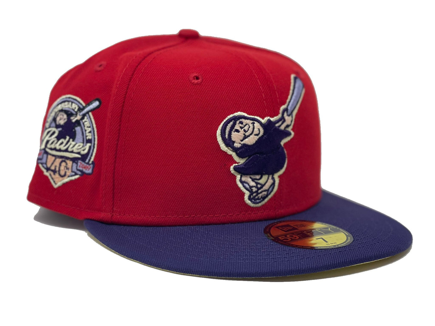SAN DIEGO PADRES 40TH ANNIVERSARY "TULIP COLLECTION" BUTTER POPCORN BRIM NEW ERA FITTED HAT