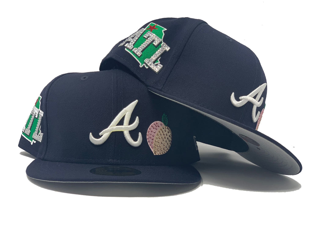 Dark Navy Blue Atlanta Braves MLB Crystal Icons New Era Fitted Hat