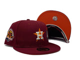 HOUSTON ASTROS 45TH ANNIVERSARY BURGUBDY ORANGE BRIM NEW ERA FITTED HAT