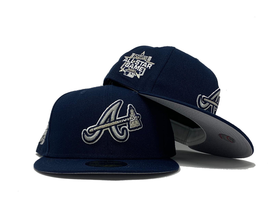 ATLANTA BRAVES 2021 ALL STAR GAME LIGHT NAVY GRAY BRIM NEW ERA FITTED  HAT