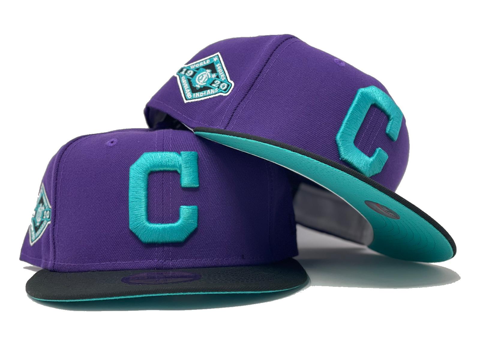 Cleveland Indians New Era Fitted Hat 7 1/4 Blue w/ Purple UV Lids