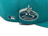 SEATTLE MARINERS 25TH ANNIVERSARY AQUA PINK BRIM NEW ERA FITTED HAT