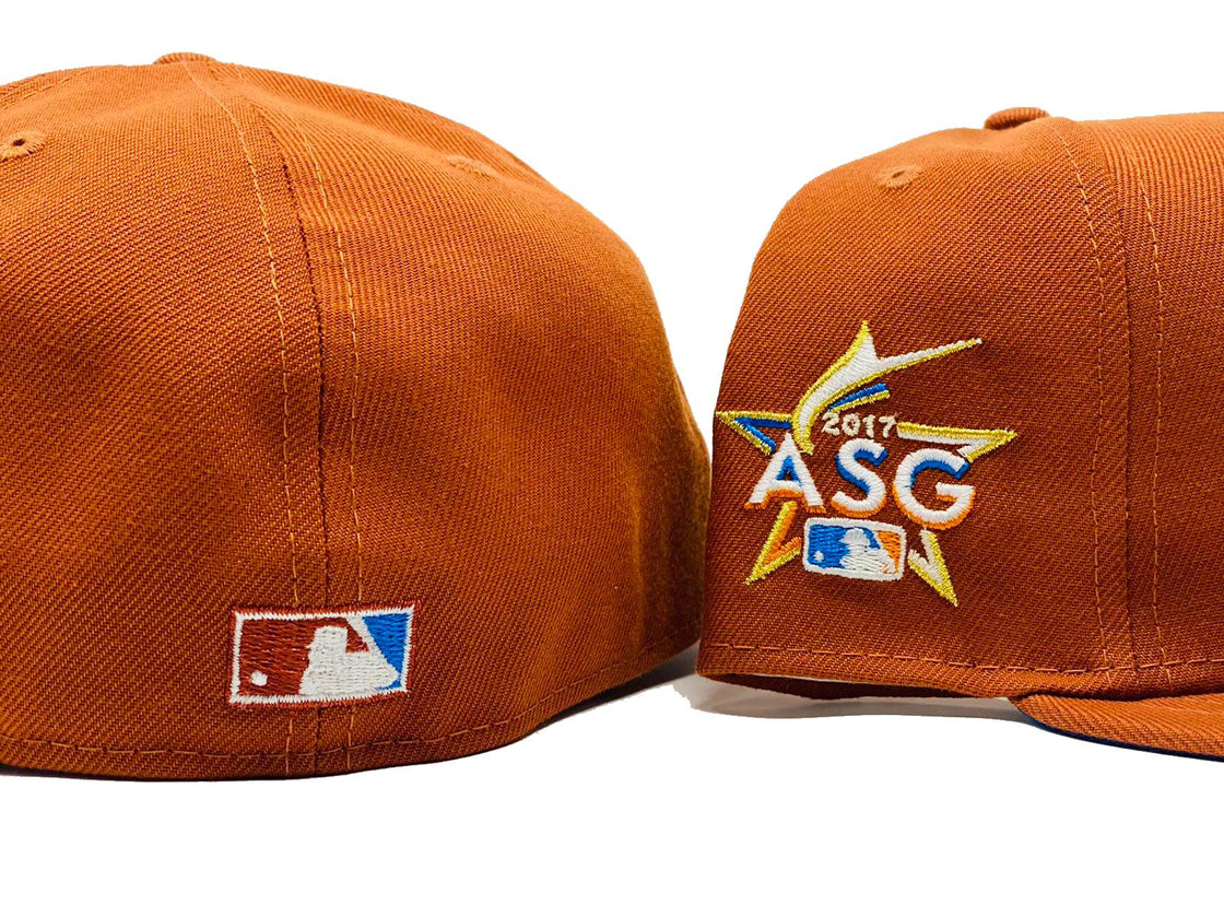 MIAMI MARLIN 2017 ALL STAR GAME RUST ORANGE BRIGHT BLUE BRIM NEW ERA FITTED HAT