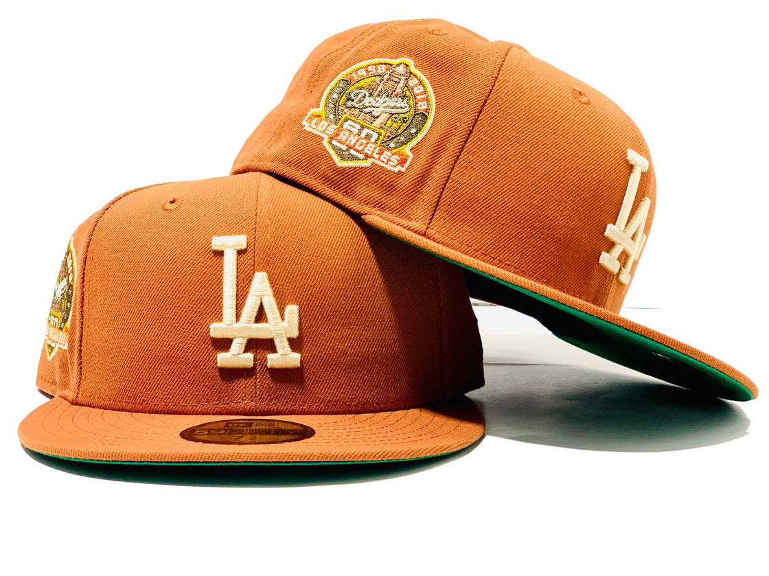 LOS ANGELES DODGERS 60TH SEASON RUST GREEN BRIM NEW ERA FITTED HAT