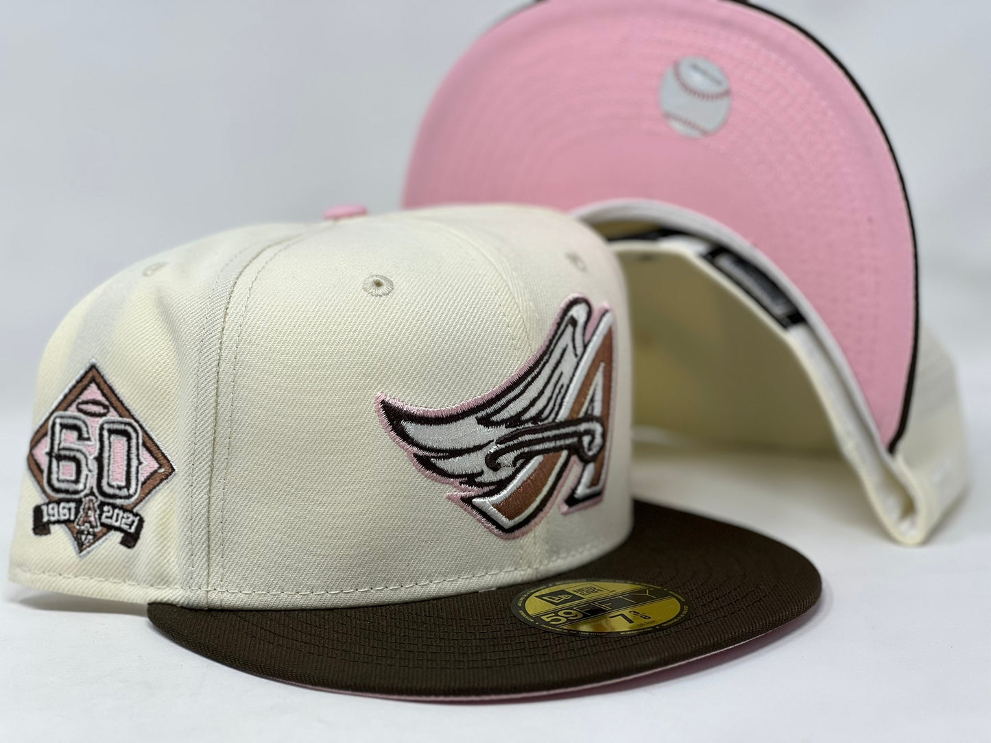 ANAHIEM ANGELS 60TH ANNIVERSARY "NEAPOLITAN ICE CREAM " PACK PINK BRIM NEW ERA FITTED HAT
