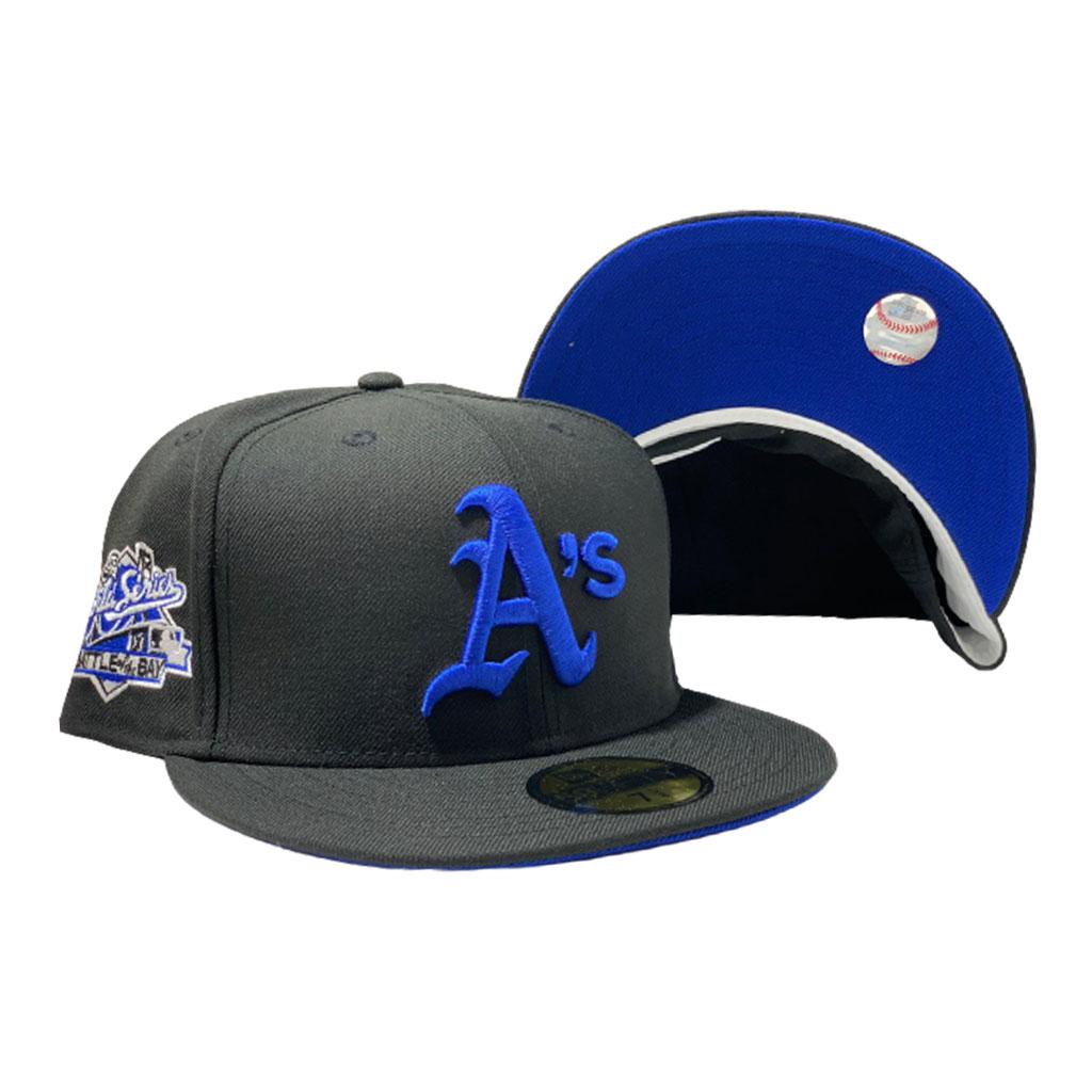 OAKLAND ATHLETICS 1989 BATTLE OF THE BAY BLACK ROYAL BRIM NEW ERA FITTED HAT