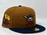 PITTSBURG PIRATE ESTABLISHED SIDE PATCH "FALL HARVEST PACK" BEIGE BRIM NEW ERA FITTED HAT