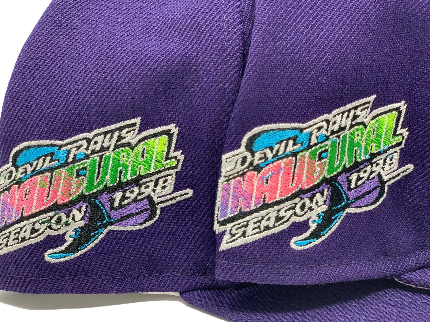 TAMPA BAY DEVIL RAYS 1999 INAUGURAL SEASON PURPLE PINK BRIM NEW ERA FITTED HAT