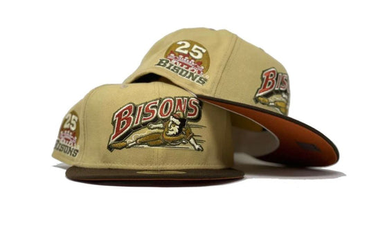 BUFFALO BISONS 25TH ANNIVERSARY "VEGAS GOLD COLLECTION" RUST ORANGE BRIM NEW ERA FITTED HAT