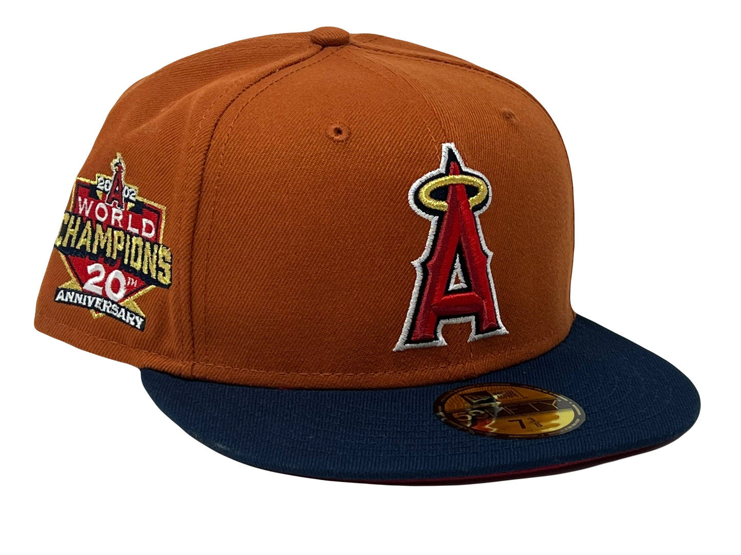 Los Angeles Angels 2002 World Champions Rust Orange Navy Visor Red Brim New Era Fitted Hat