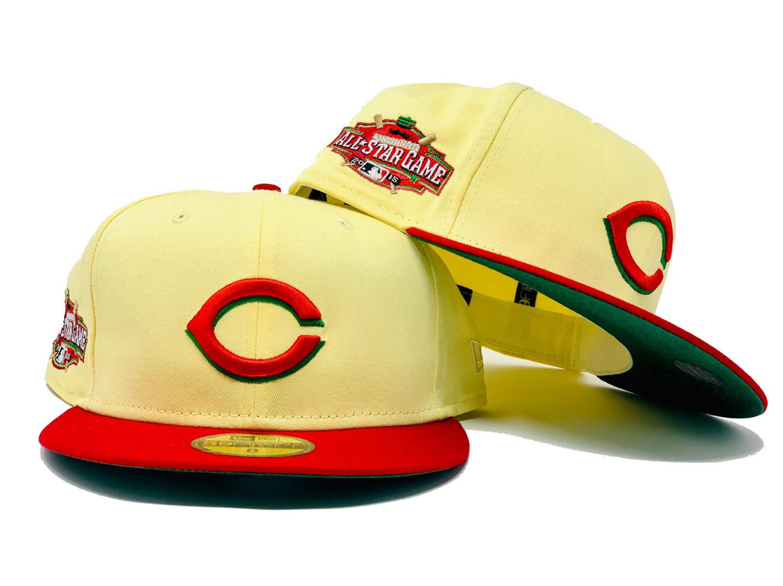 CINCINNATI REDS 2015 ALL STAR GAME SOFT YELLOW GREEN BRIM NEW ERA FITTED HAT