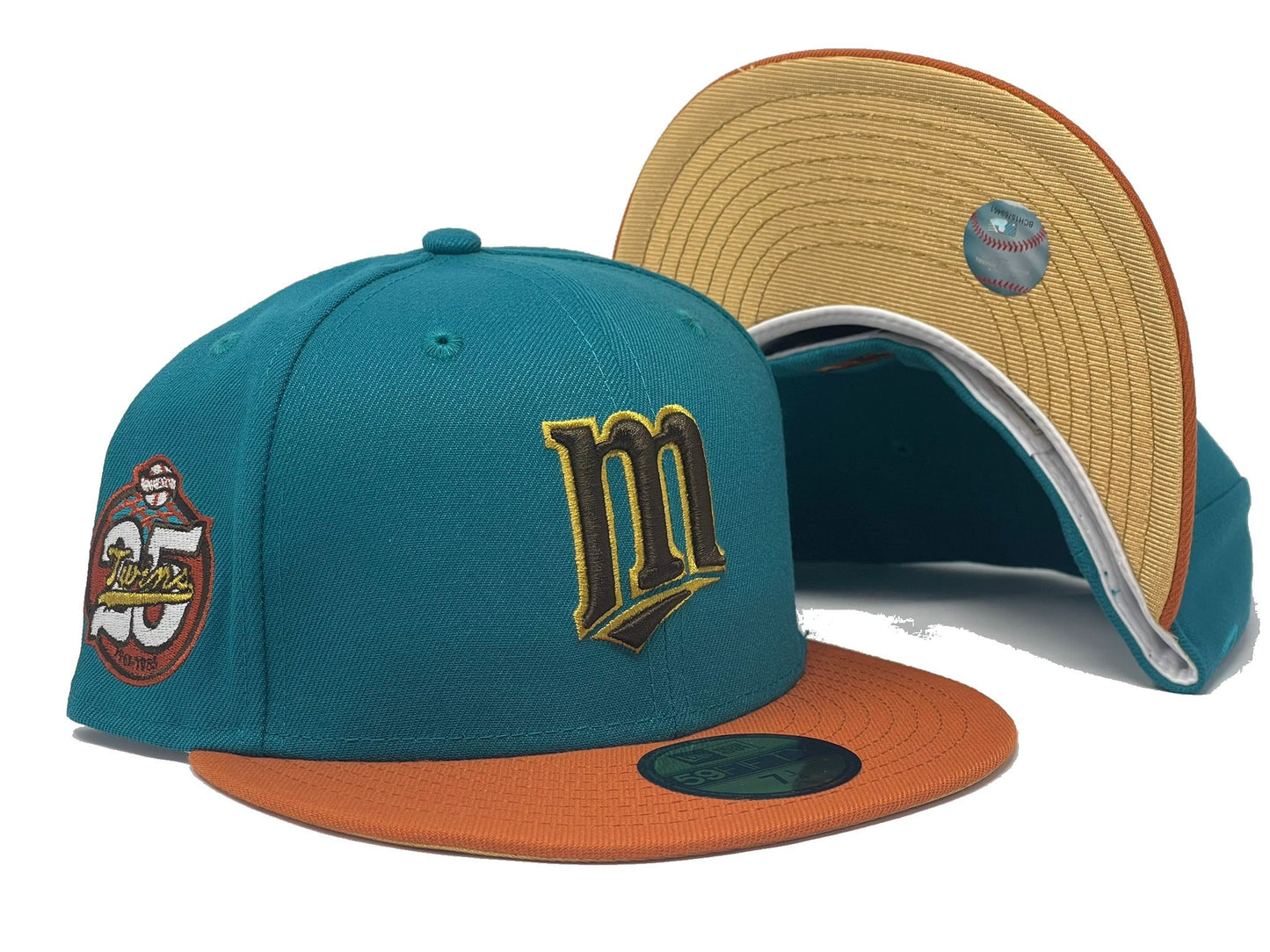 Minnesota Twins 25th Anniversary Metallic Gold Brim New Era Fitted Hat