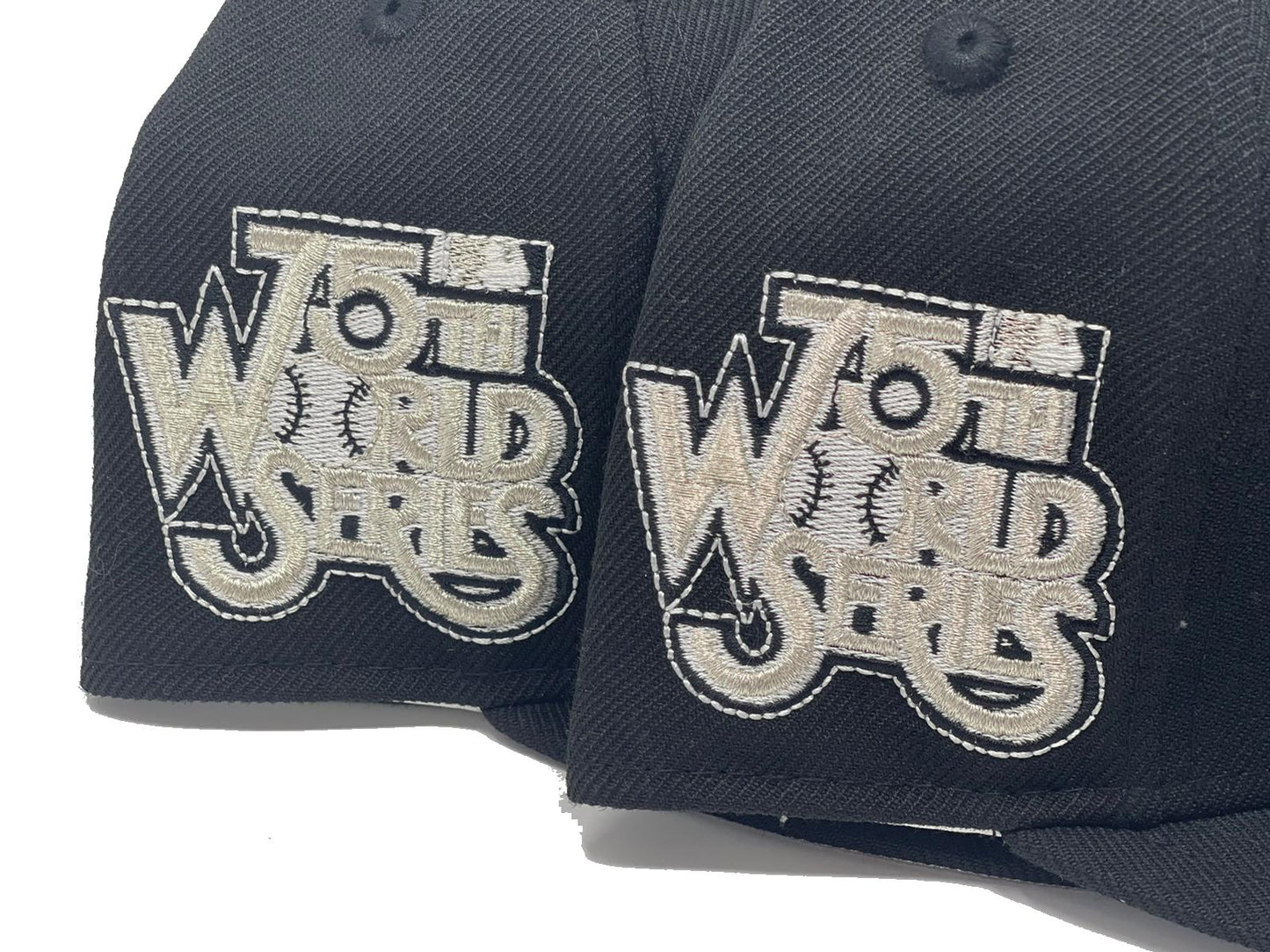 LOS ANGELES DODGERS 75TH WORLD SERIES BLACK METALLIC SILVER BRIM NEW ERA FITTED HAT