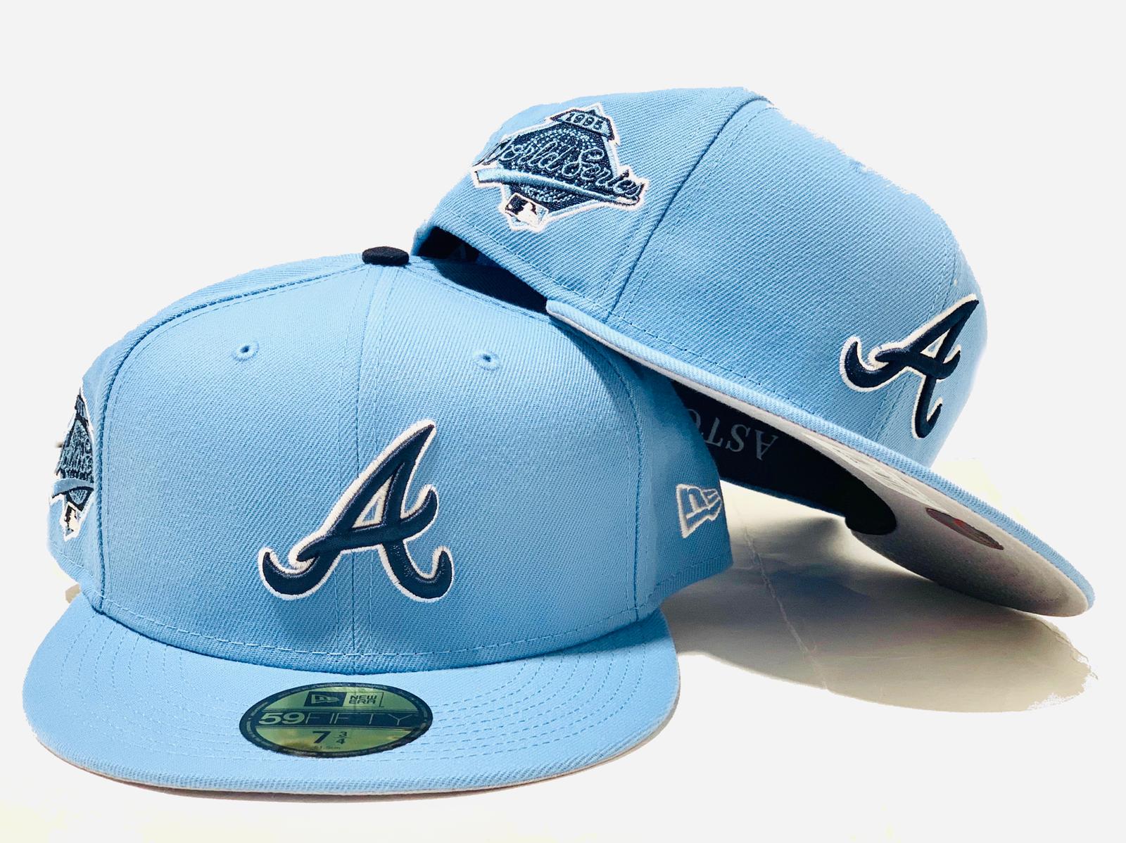 New Era Atlanta Braves Powder Blues Sky Throwback Edition 59Fifty Fitted  Hat, FITTED HATS, CAPS