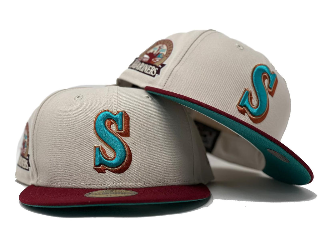 Seattle Mariners 30th Anniversary Off White Crown Teal Visor Fitted Hats