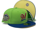 MILWAUKEE BREWERS 2002 ALL STAR GAME "PRINCESS PACK" SOFT YELLOW BRIM NEW ERA FITTED HAT