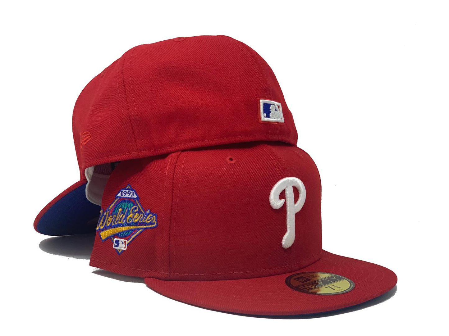 PHILADELPHIA PHILLIES 1993 WORLD SERIES RED ROYAL BLUE BRIM NEW ERA FITTED HAT