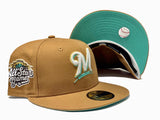 MILWAUKEE BREWERS 2002 ALL STAR GAME WHEAT MINT BRIM NEW ERA FITTED HAT