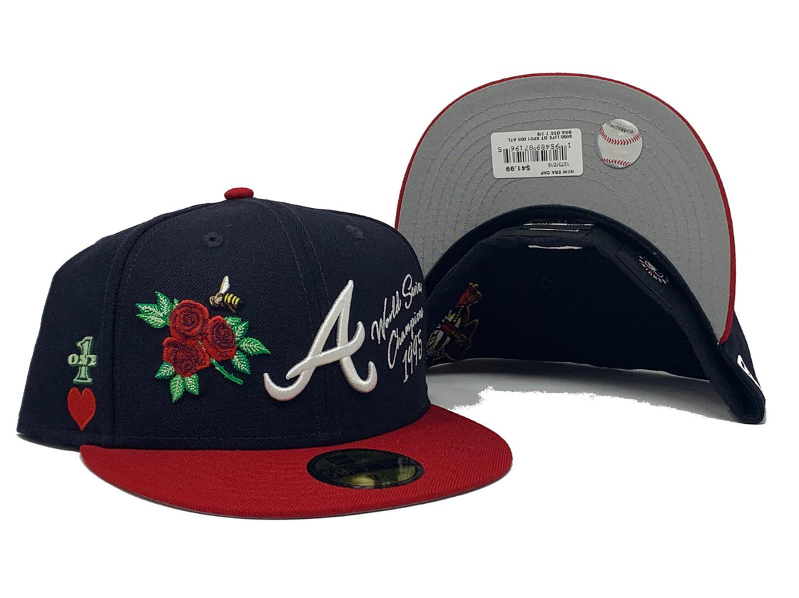 ATLANTA BRAVES ALL OVER PATCH GRAY BRIM NEW ERA FITTED HAT