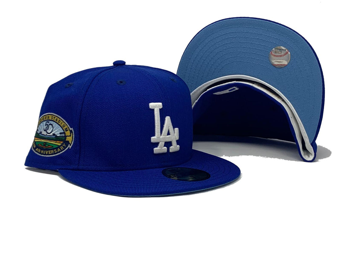 LOS ANGELES DODGERS 50TH ANNIVERSARY LIGHT ROYAL ICY BRIM NEW ERA FITTED HAT