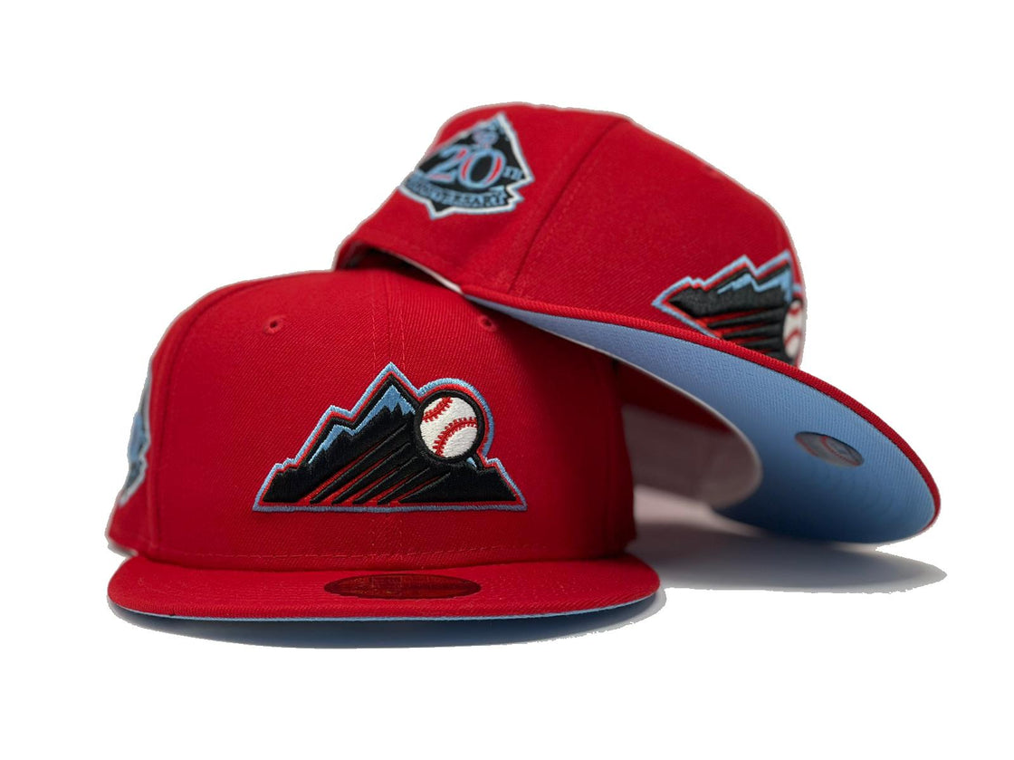 COLORADO ROCKIES 20TH ANNIVERSARY RED ICY BRIM NEW ERA FITTED HAT