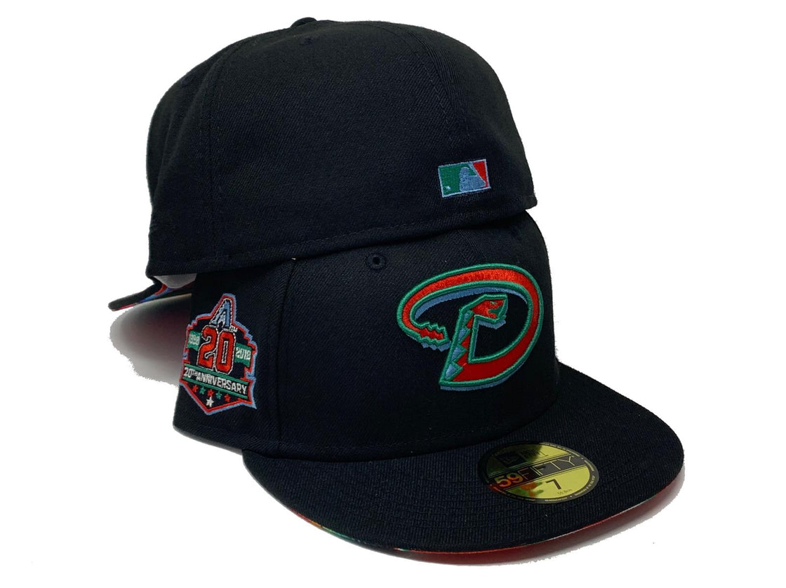 ARIZONA DIAMONDBACKS 20TH ANNIVERSARY BLACK SERAPE BRIM NEW ERA FITTED HAT