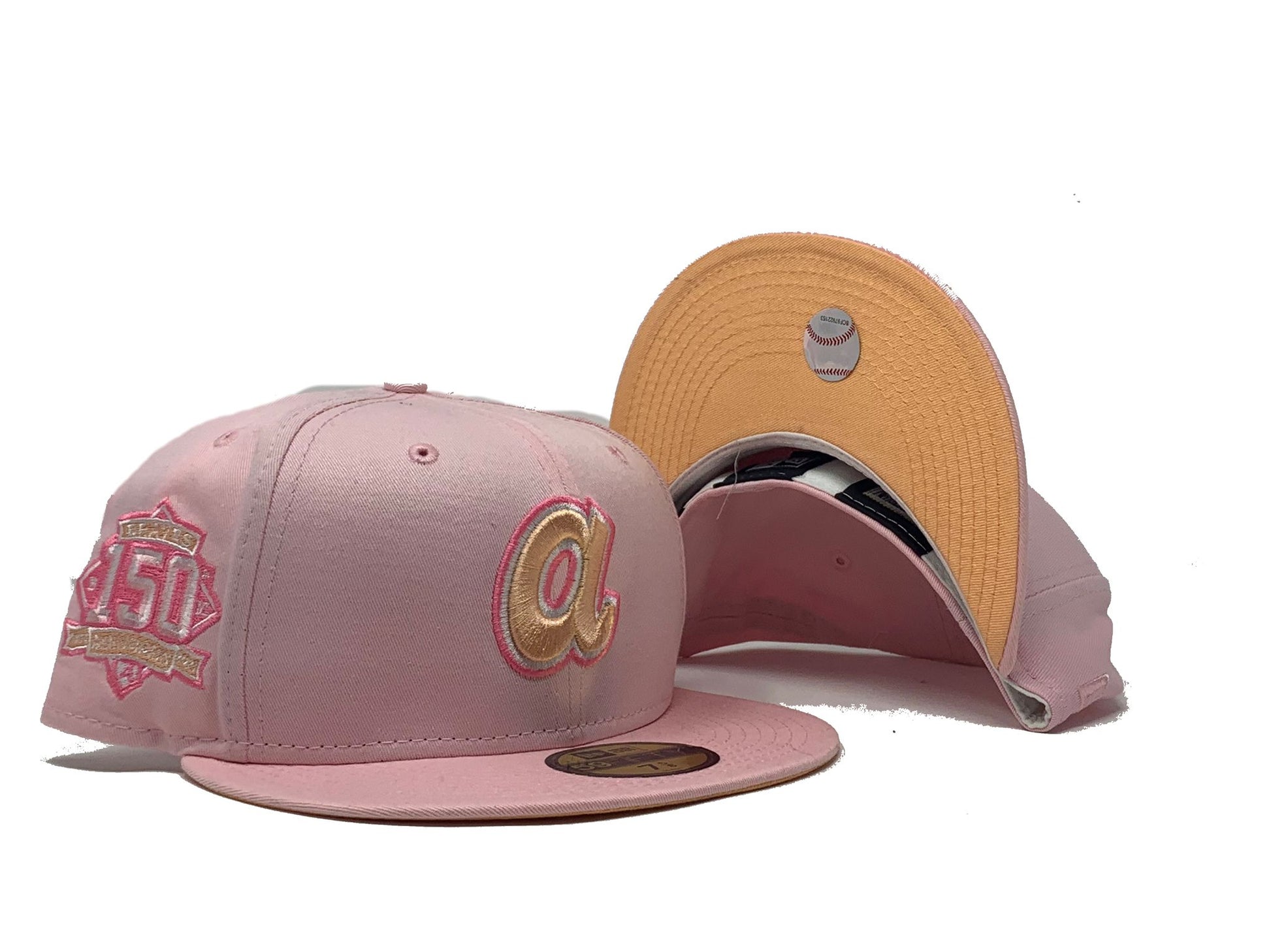 Light Pink Atlanta Braves 150 Anniversary Custom New Era Fitted Hat
