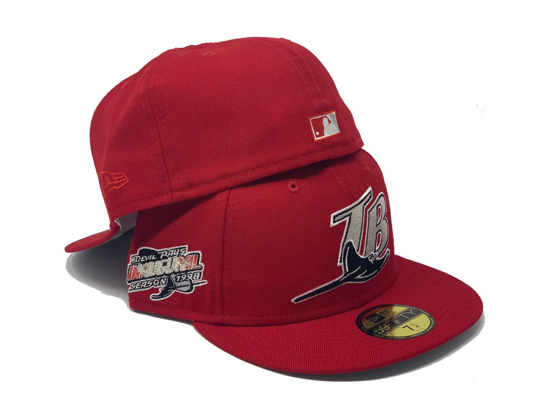 TAMPA BAY INAUGURAL SEASON  RED REFLECTIVE BRIM NEW ERA FITTED HAT