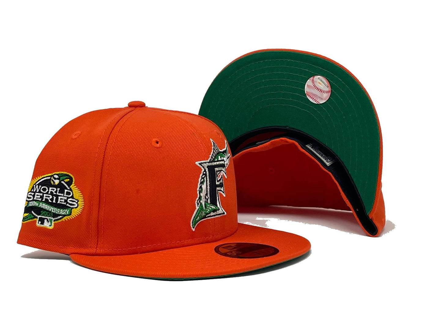 Florida Marlins 2003 World Series Orange Green Brim New Era Fitted Hat