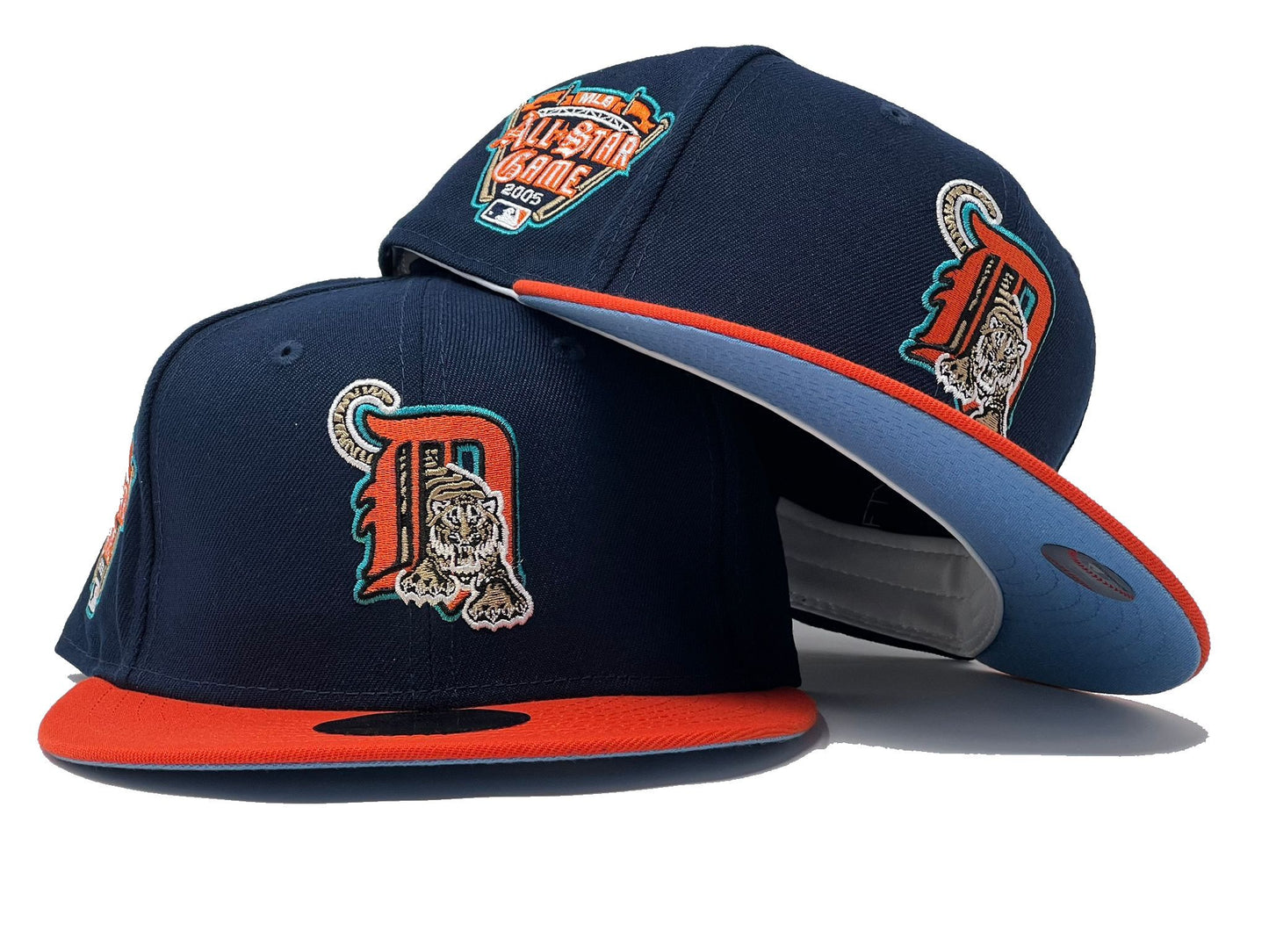 Detroit Tigers 2005 All Star Game Light Navy Orange Visor Icy Brim New Era Fitted Hat