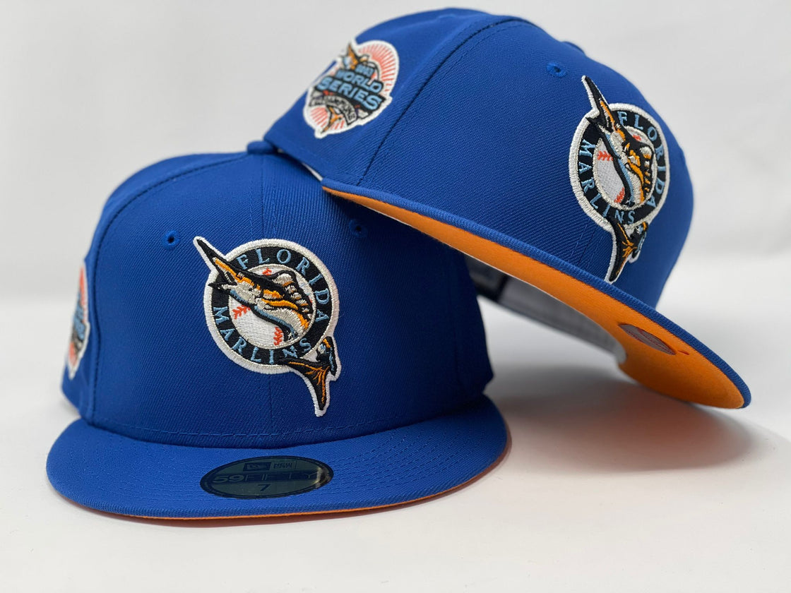 FLORIDA MARLIN 2003 WORLD SERIES CHAMPIONS LIGHT ROYAL POPSICLE ORANGE BRIM NEW ERA FITTED HAT