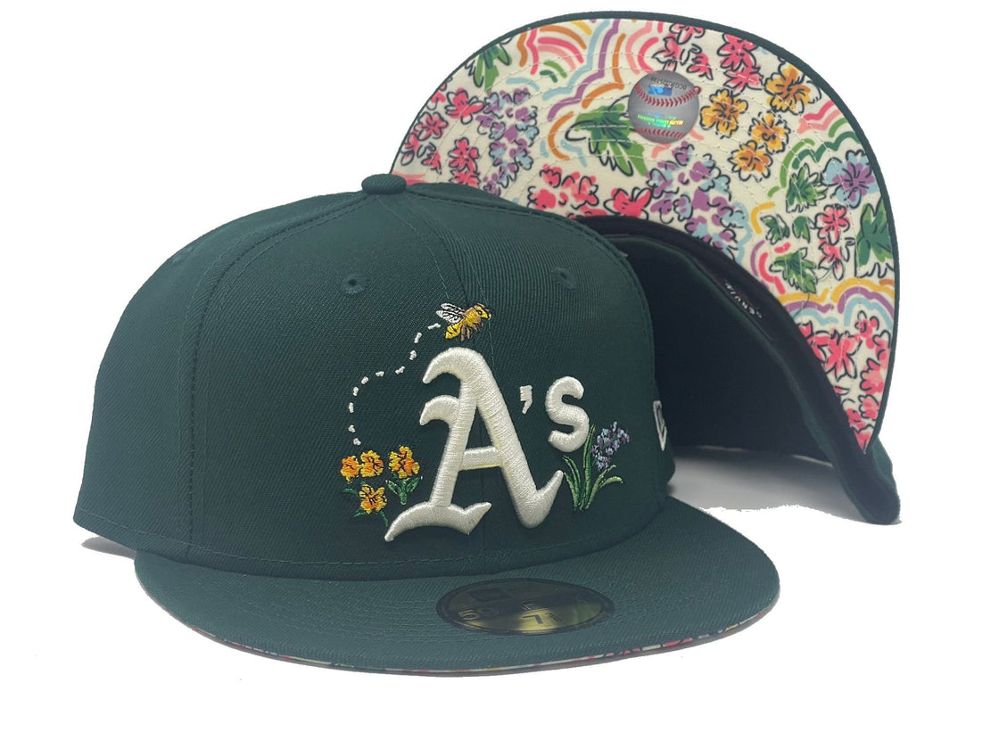 Oakland Athletics Floral Print Brim New Era Fitted Hat