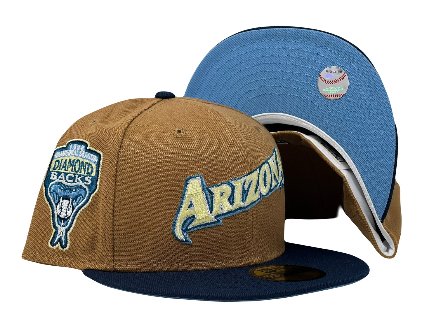Arizona Diamondbacks 1998 Inaugural Season Light Bronze Navy Visor Icy Brim New Era Fitted Hat