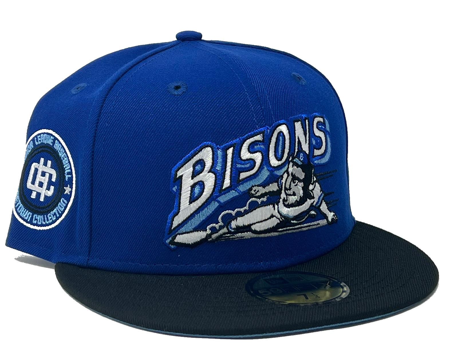 New Era Buffalo Bisons Cream and Blue Pinstripe Short Sleeve Shirt