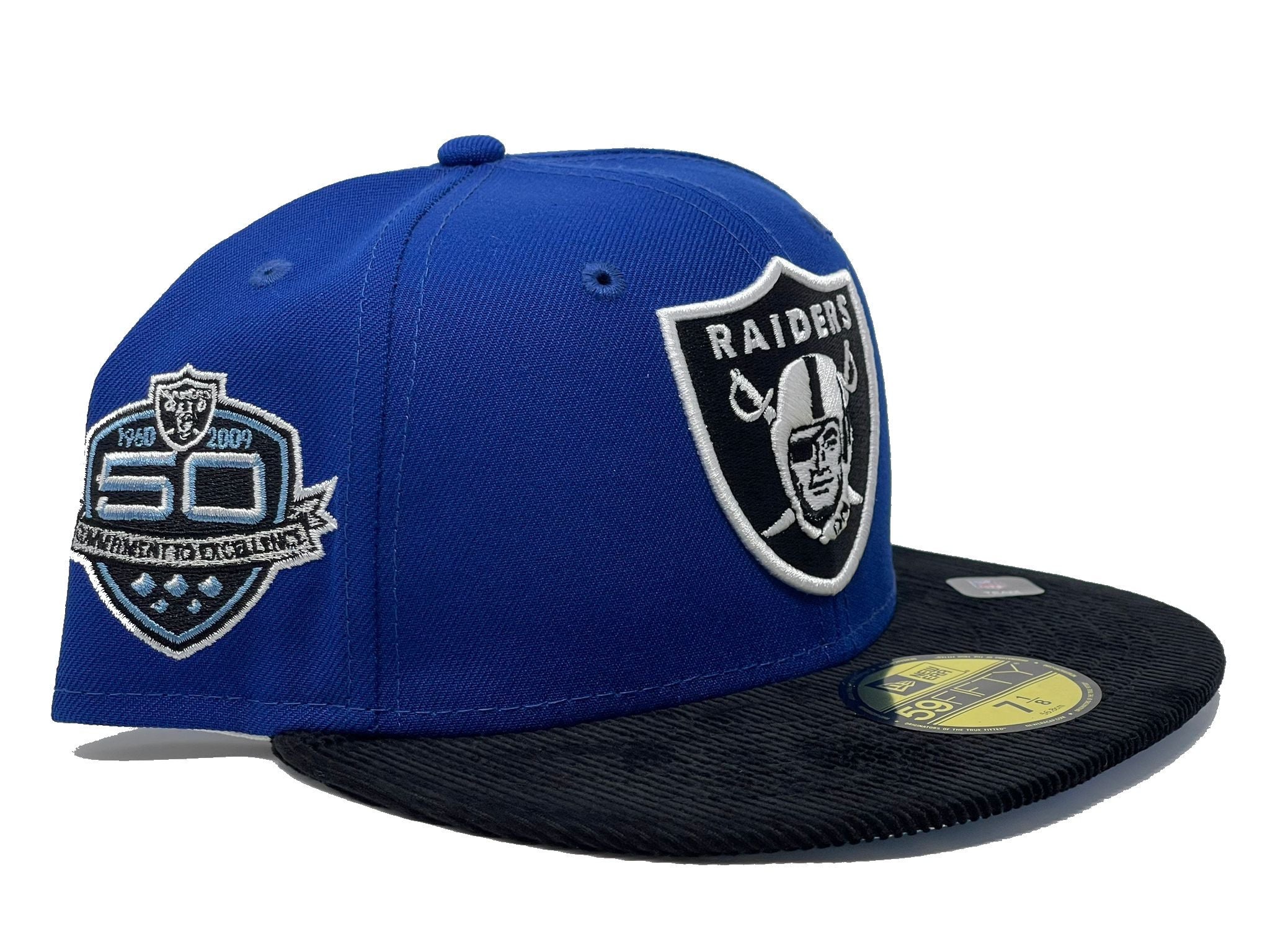 JustFitteds Exclusive Las Vegas Raiders Navy Sky Blue 59Fifty