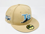 TAMPA BAY DEVIL RAYS 1998 INAUGURAL SEASON TAN ICY BRIM NEW ERA FITTED HAT