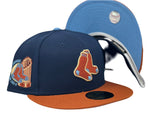 BOSTON RED SOX 8 TIMES WORLD SEREIS LIGHT NAVY RUST ORANGE VISOR ICY BRIM NEW ERA FITTED HAT