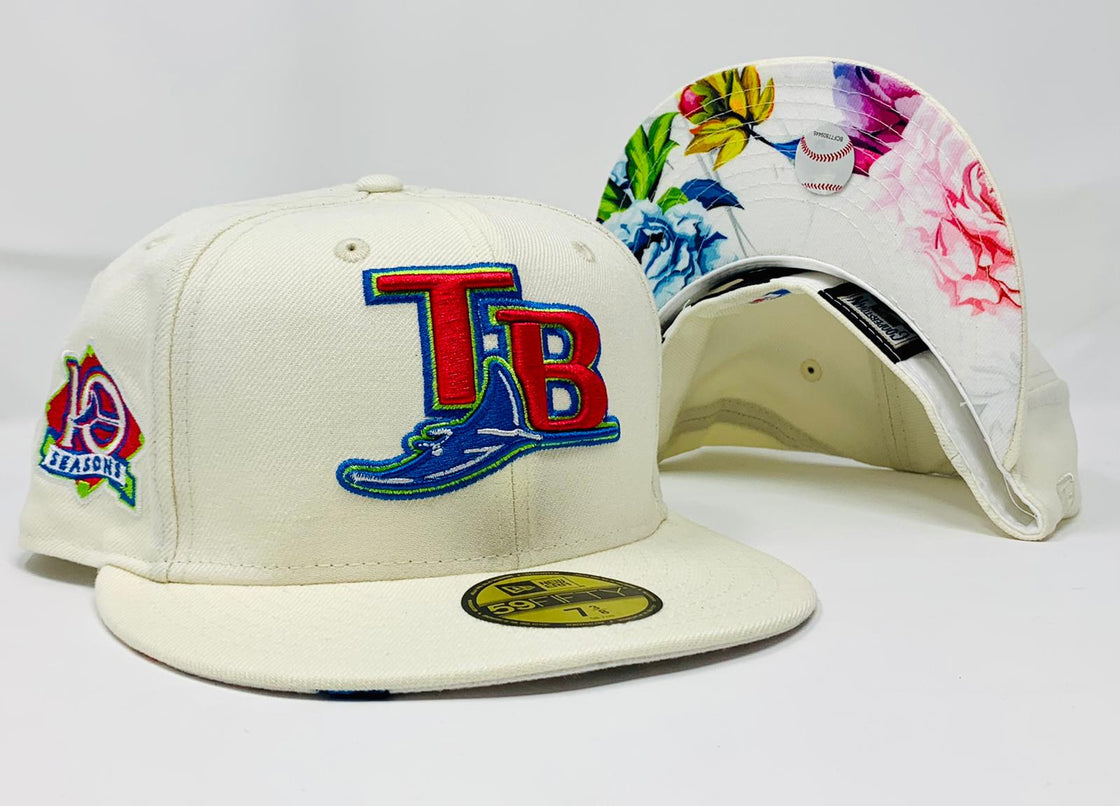 TAMPA BAY RAYS 10TH SEASON CHROME FLORAL PRINT NEW ERA FITTED HAT